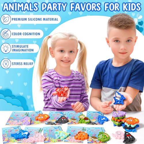 Qinline 24 Pack Easter Gifts for Kids Sea Animal Pop Fidget Toys with Gift Cards for Kids Boys Girls Bulk Kid Easter Egg Fillers Party Favors School Classroom Prizes Exchange Goodie Bags Stuffers - Image 5