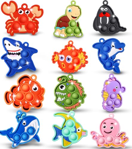 Qinline 24 Pack Easter Gifts for Kids Sea Animal Pop Fidget Toys with Gift Cards for Kids Boys Girls Bulk Kid Easter Egg Fillers Party Favors School Classroom Prizes Exchange Goodie Bags Stuffers - Image 1