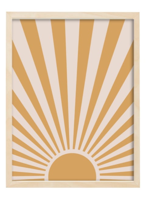 Sun Boho Minimalist Mid Century Modern Art Boho Décor Poster with Frame 30x40cm