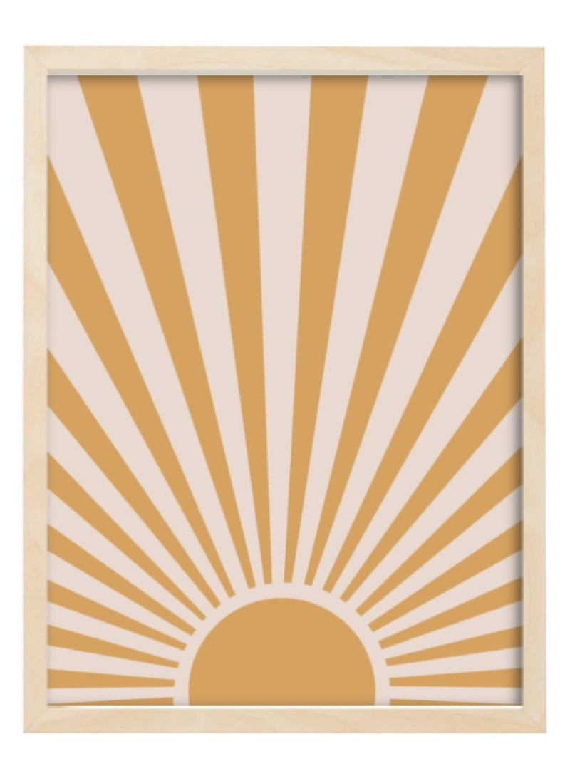 Boomah Accessories - Sun Boho Minimalist Mid Century Modern Art Boho Décor Poster with Frame 30x40cm - Image 1