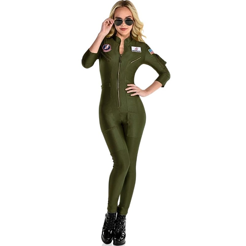 Amscan Top Gun Maverick Flight Costume Women - Medium 6-8 - Image 4