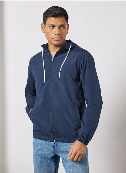 Woven Zip-Up Hooded Jacket