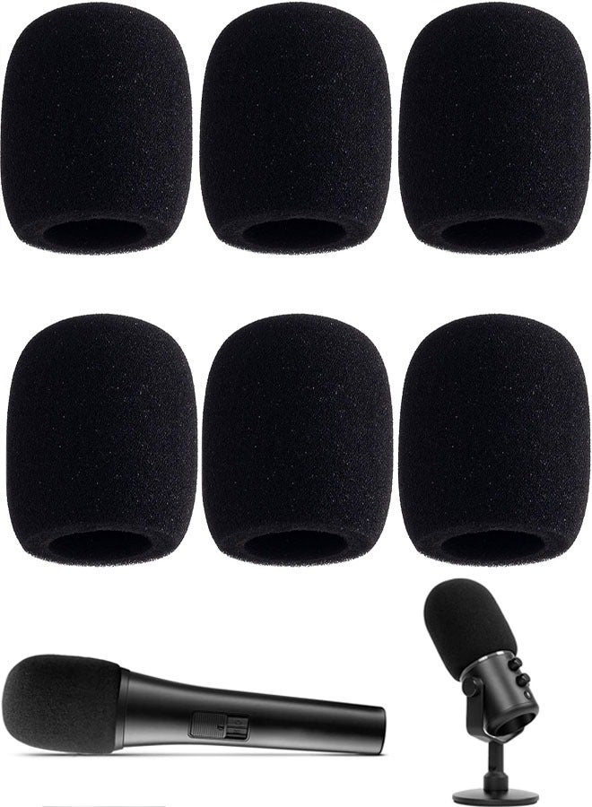 Microphone Cover, 6 Pcs High Density Thickened Microphone Windscreens, Foam Mic covers for Most Standard Handheld Microphone (Black) - Image 1