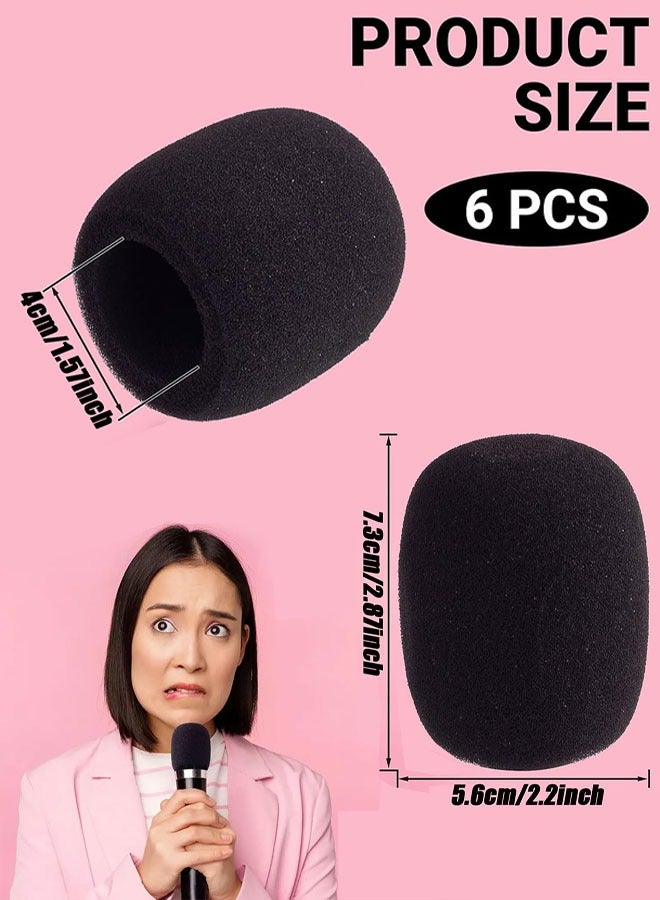 Microphone Cover, 6 Pcs High Density Thickened Microphone Windscreens, Foam Mic covers for Most Standard Handheld Microphone (Black) - Image 2