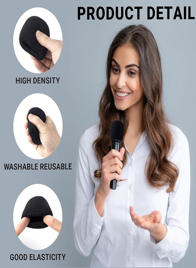 Microphone Cover, 6 Pcs High Density Thickened Microphone Windscreens, Foam Mic covers for Most Standard Handheld Microphone (Black) - Image 3