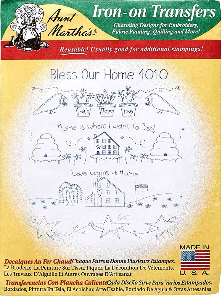 Aunt Martha's Hot Iron Embroidery Transfers 4010 Bless Our Home - Image 1