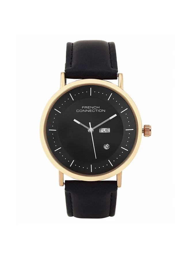 French Connection 42mm Men's Quartz Watch with Black Dial