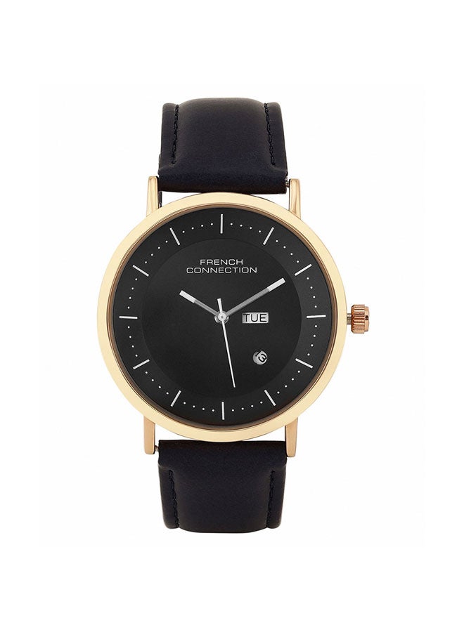 French Connection 42mm Men's Quartz Watch with Black Dial - Image 1