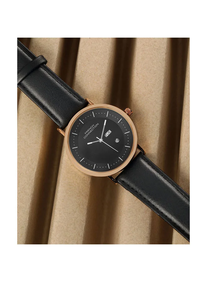 French Connection 42mm Men's Quartz Watch with Black Dial