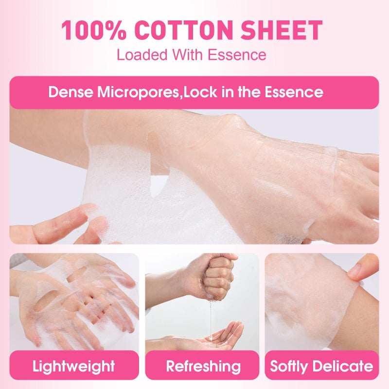 KONEUK 12 Pack Collagen Hydrating Face Masks Skincare, Sheet Face Mask for All Skin Types, Facial Masks Set for Women Skin Care, Face Mask Bulk Spa Gifts for Women - Image 4