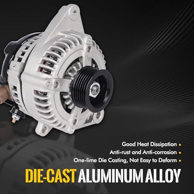 KUSATEC 270600A100 New Alternator Fit for Lexus RX330 2004-2006; Toyota Highlander 2004-2007 Sienna 2004-2006; 12V 130A OE 11032N 104210-3650 - Image 2