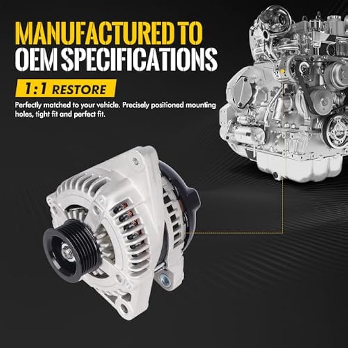 KUSATEC 270600A100 New Alternator Fit for Lexus RX330 2004-2006; Toyota Highlander 2004-2007 Sienna 2004-2006; 12V 130A OE 11032N 104210-3650 - Image 4