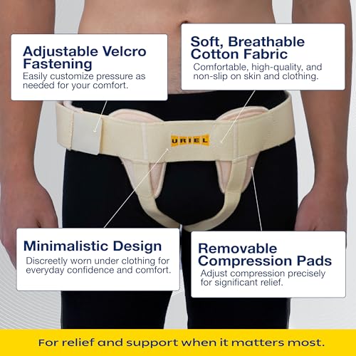 URIEL Double Sided Hernia Belts for Men - Inguinal Hernia Belt for Men, Pre and Post Surgery Truss, Size Large, Cream (39.8-44.5 Inches) - Image 2