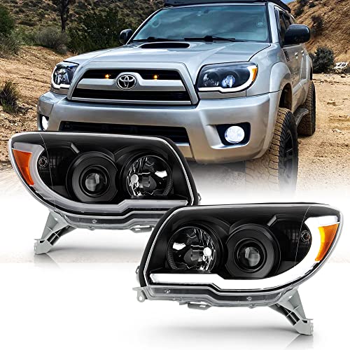 ACANII For 20062009 Toyota 4Runner Black Housing LED Tube Upgrade Style Projector Headlights Headlamps Set LeftRight