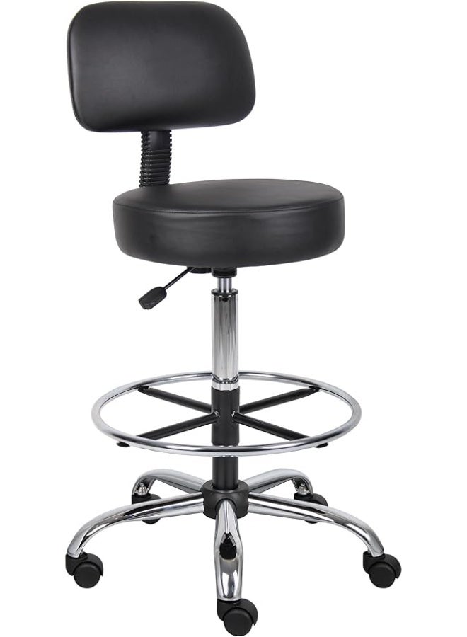 كرسي طبي احترافي للمختبرات والعيادات مع مسند ظهر – كرسي مريح قابل للتعديل – مقعد دوار شديد التحمل للمكاتب والرعاية الصحية – لون أسود كلاسيكي. - Image 1