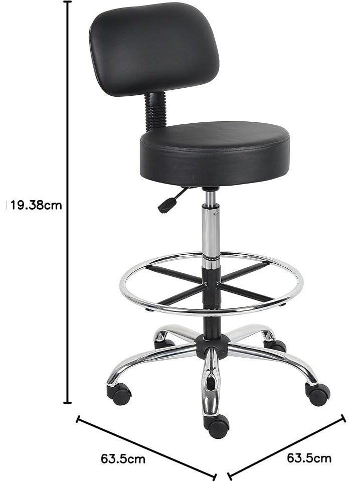 كرسي طبي احترافي للمختبرات والعيادات مع مسند ظهر – كرسي مريح قابل للتعديل – مقعد دوار شديد التحمل للمكاتب والرعاية الصحية – لون أسود كلاسيكي. - Image 5