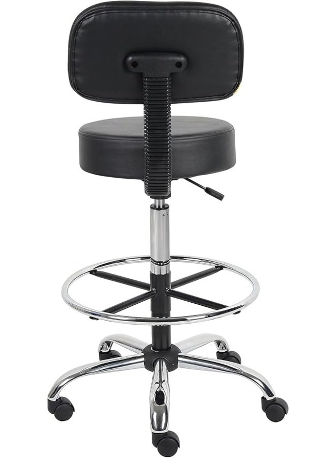 كرسي طبي احترافي للمختبرات والعيادات مع مسند ظهر – كرسي مريح قابل للتعديل – مقعد دوار شديد التحمل للمكاتب والرعاية الصحية – لون أسود كلاسيكي. - Image 3