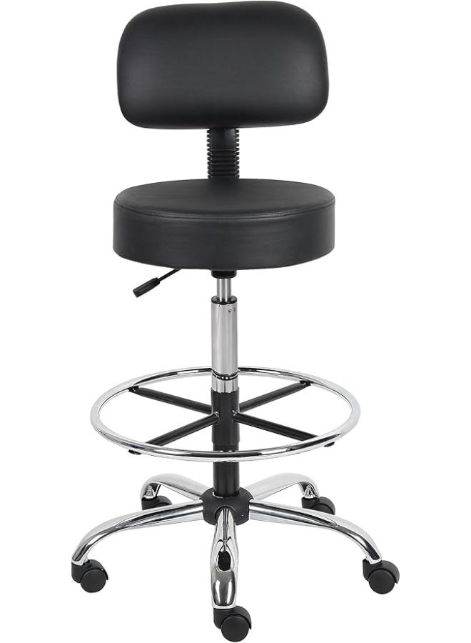 كرسي طبي احترافي للمختبرات والعيادات مع مسند ظهر – كرسي مريح قابل للتعديل – مقعد دوار شديد التحمل للمكاتب والرعاية الصحية – لون أسود كلاسيكي. - Image 2