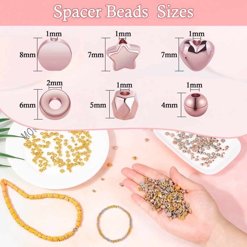selizo 2160 Pieces Assorted Round Star Beads Set for Bracelet Jewelry Making (Gold, Sliver, Rose Gold, KC Gold) - Image 4
