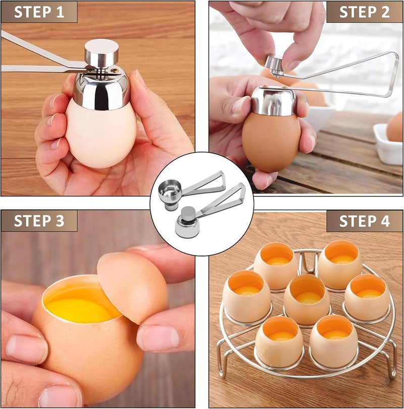 Kolibrox Stainless Steel Egg Toppers Cutter Egg Opener Tolls,Effortless Soft Egg Top Cutter Tool, Egg Separator Egg Slicer, Cracker, and Egg Topper Opener for Kitchen Accessories - Image 3