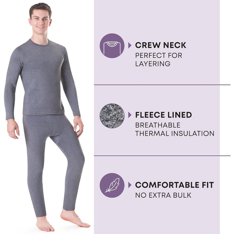 Rocky Thermal Underwear for Men Long Johns Base Layer Set Fleece Lined for Cold Weather Top and Bottom Light/Mid/Heavy Weight Unisex Fit Moisture Wicking Warm Winter Underwear - Image 2