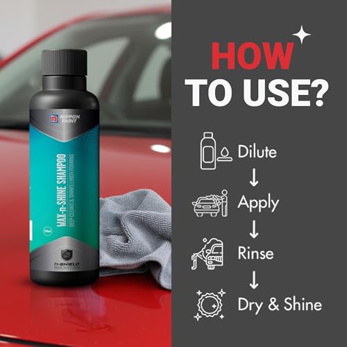 Nippon Paint n-Shield Wax-n-Shine Car Shampoo 250ml | High Foam Car Wash Liquid for Deep Cleaning | Glossy Finish Long Lasting Wax Protection Safe for Paint Coating Exterior Surface Care(Pack of 1) - Image 5