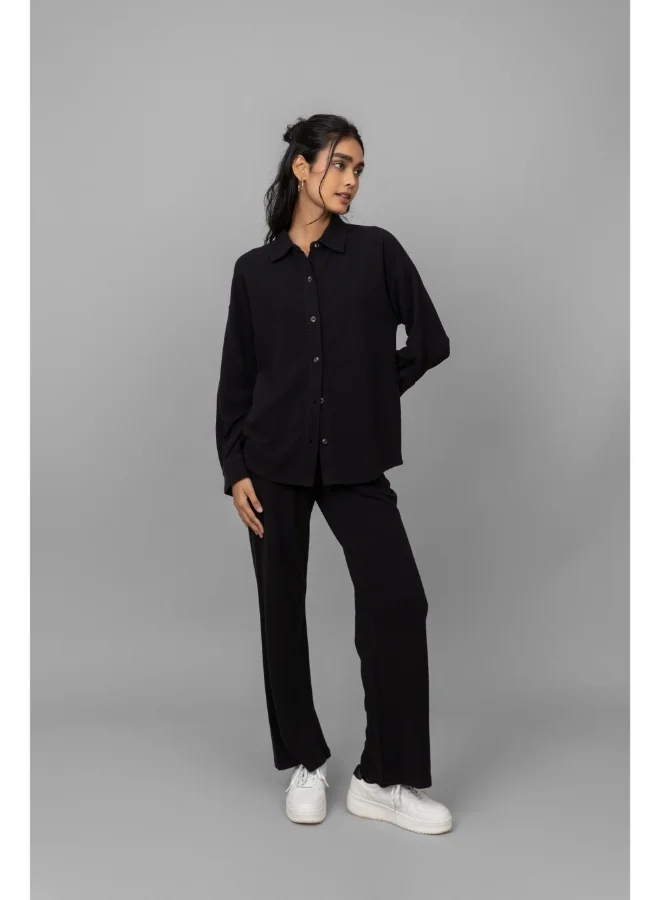NeceSera Black Mini Waffle Pajama Set