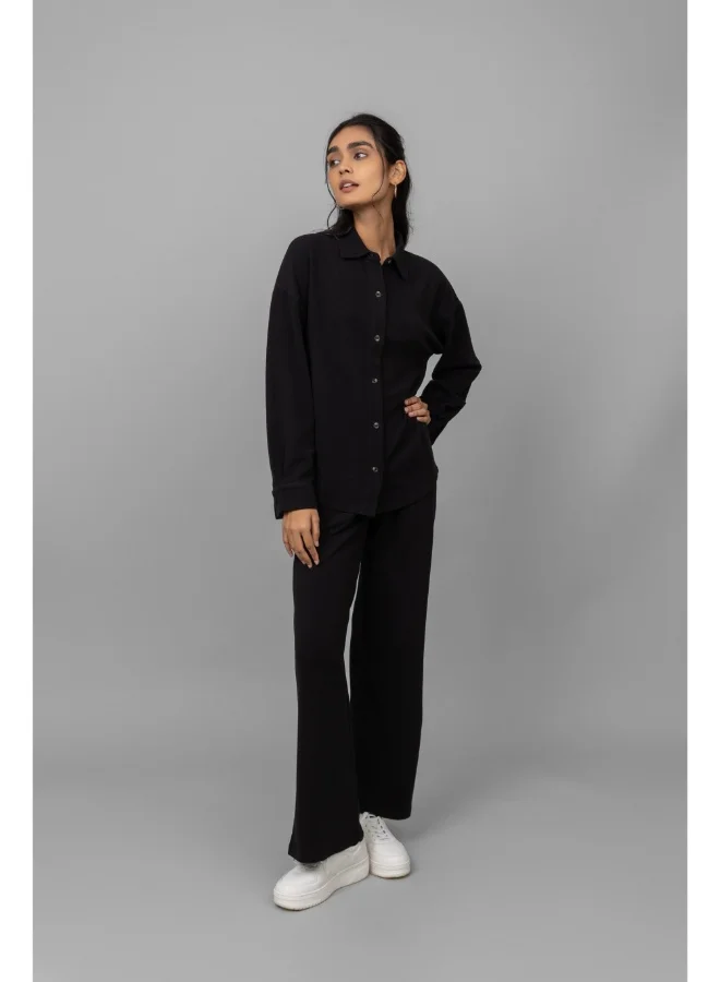NeceSera Black Mini Waffle Pajama Set