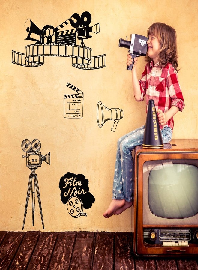 Chinco 10 Piece Home Movie Theater Decor - Vintage Theatre Room Decor and Accessories - Self Adhesive Popcorn Wall Decal Movie Wall Decals for Cinema Home Bedroom Theater Office - Image 4