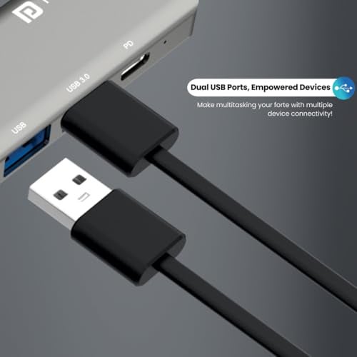 Portronics Mport 52 USB C Hub Dock (7-in-1), Multiport Adapter with 4K HDMI, 60 W PD Charging, USB 3.0/2.0 & USB Type-C Data Ports at up to 10 Gbps, microSD & SD Card Reader for Laptops(Grey) - Image 5