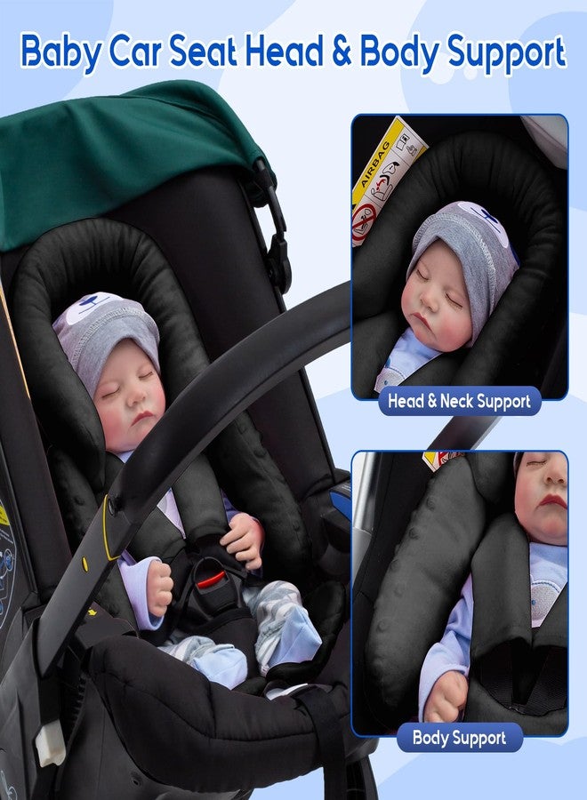 Kaseeous Newborn Car Seat Head Support with 3 Shoulder Covers Set, 2-in-1 Reversible Infant Car Seat Insert, Thickened Car Seat Cushion for Baby, Carseat Head Support for Preemie to Infant - Image 2