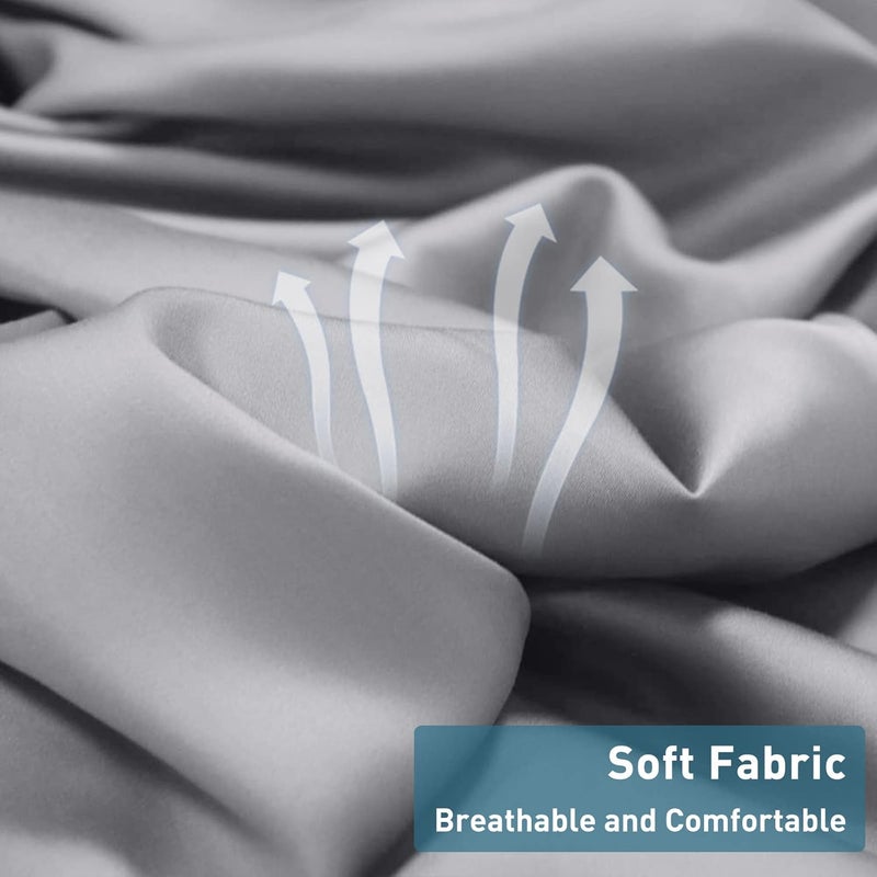 Weighted Idea (150cm x 200cm Duvet Cover, Cover Cotton Light Grey) - Cool Removable Duvet Cover (150cm x 200cm) for Weighted Blanket - Light Grey - Organic Cotton Duvet Cover - Image 4
