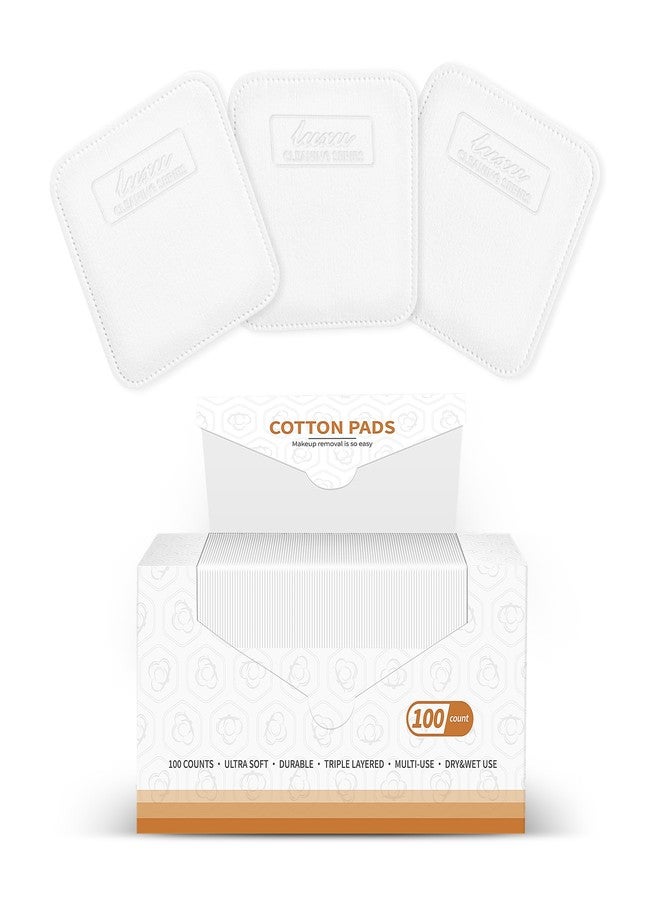 Luxu cotton Pads For Face,100-Count,100% cotton Ultra Soft Triple Layers thickened Makeup Remover Pads,2.95x2.95 Inch,Disposable Cotton rounds,Facial Cleansing on All Skin Types - Image 1