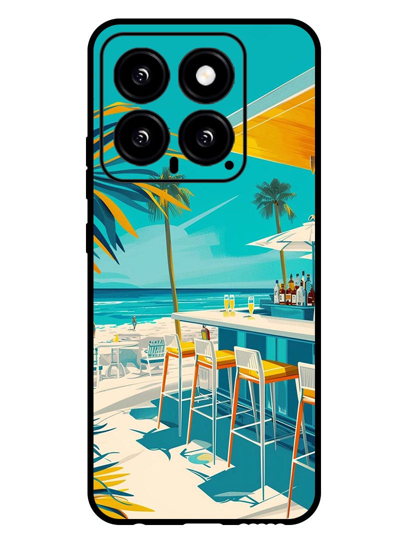 Theodor Protective Case Anti Scratch Shock Proof Bumper Cover For Xiaomi 14 a painting of a bar on the beach - Image 1