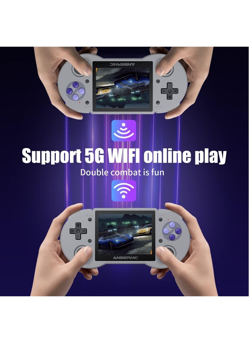 ANBERNIC  ANBERNIC RG353P Handheld Game Console Support 5G WiFi 4.2 Bluetooth Dual OS +Android 11, Linux RK3566 64BIT 3.5 Inch IPS Screen 3500mAh Battery (Grey 64G)  - Image 5