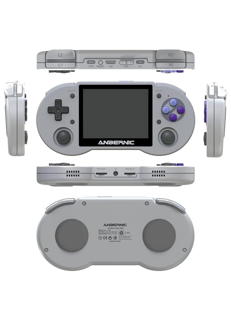 ANBERNIC  - ANBERNIC RG353P Handheld Game Console Support 5G WiFi 4.2 Bluetooth Dual OS +Android 11, Linux RK3566 64BIT 3.5 Inch IPS Screen 3500mAh Battery (Grey 64G) - Image 1