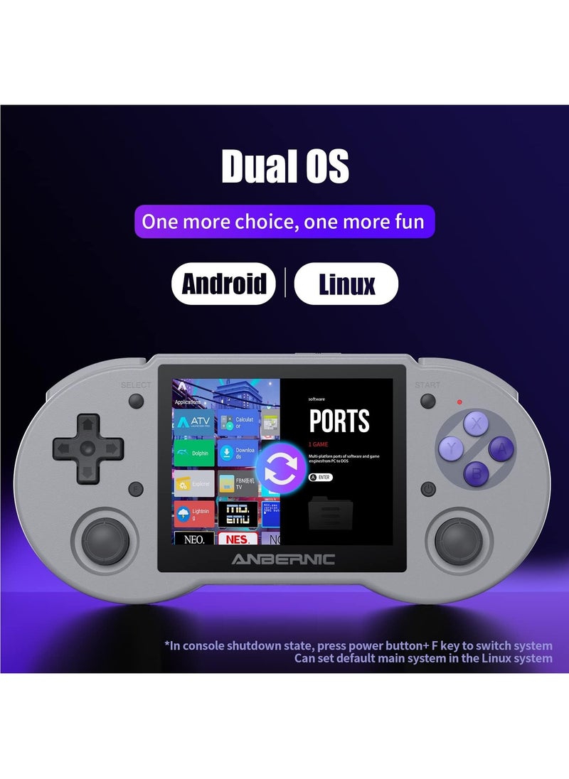 ANBERNIC  ANBERNIC RG353P Handheld Game Console Support 5G WiFi 4.2 Bluetooth Dual OS +Android 11, Linux RK3566 64BIT 3.5 Inch IPS Screen 3500mAh Battery (Grey 64G)  - Image 2