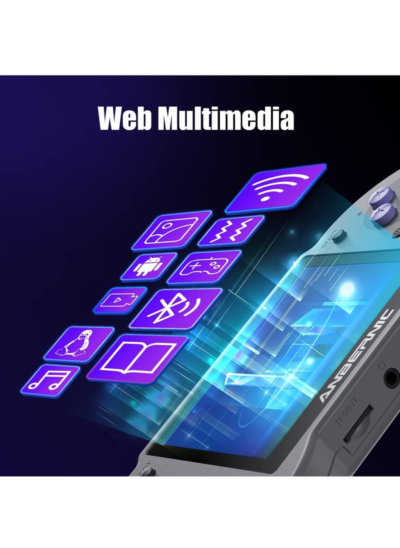 ANBERNIC  - ANBERNIC RG353P Handheld Game Console Support 5G WiFi 4.2 Bluetooth Dual OS +Android 11, Linux RK3566 64BIT 3.5 Inch IPS Screen 3500mAh Battery (Grey 64G) - Image 1