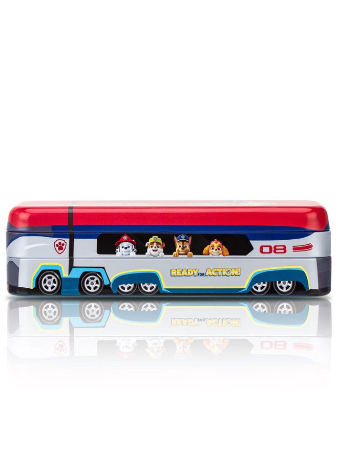 ديلي Deli Paw Patrol Rescue Bus Stationery Box، علبة أقلام قصديرية قابلة للطي ثلاثية الطبقات، حافظة أقلام متعددة الوظائف، Red - Image 4