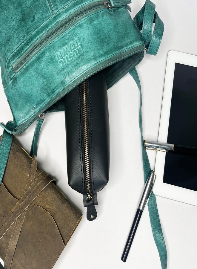 Rustic Town Leather Pencil Case - Handcrafted Full-Grain Zipper Leather Pen Pencil Holder - Elegant & Practical Pencil Pouch for Work & Office - Image 2