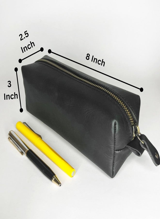 Rustic Town Leather Pencil Case - Handcrafted Full-Grain Zipper Leather Pen Pencil Holder - Elegant & Practical Pencil Pouch for Work & Office - Image 3