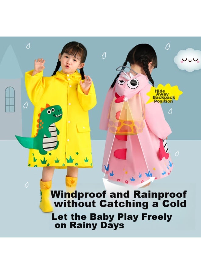 Moremerry Children's Raincoat For Boys And Girls, Kindergarten Kids, Toddlers, Full Body Waterproof Poncho For Boys, Cherry Blossom Pink Unicorn 2XL - Image 2