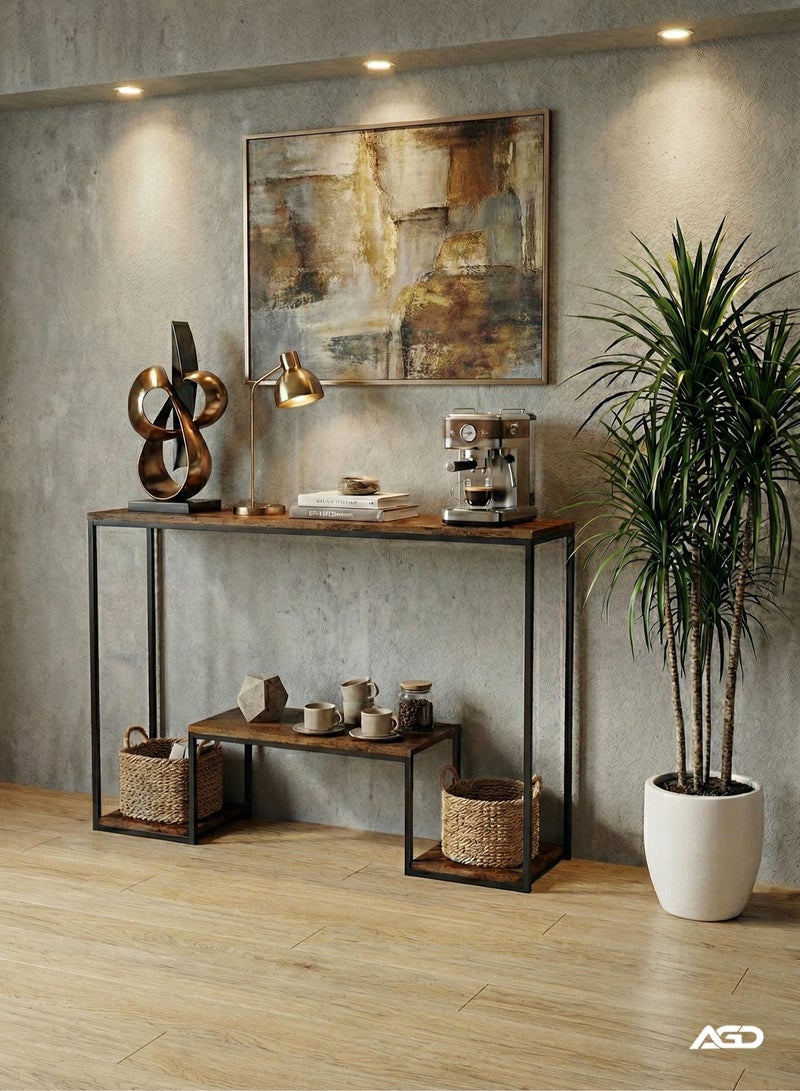 AGD Modern Design Professional 3-Tier Console Table with Storage Shelf, Suitable for Coffee Equipment, Entryway and Living Room Table, Size 110*25*86cm - Image 1