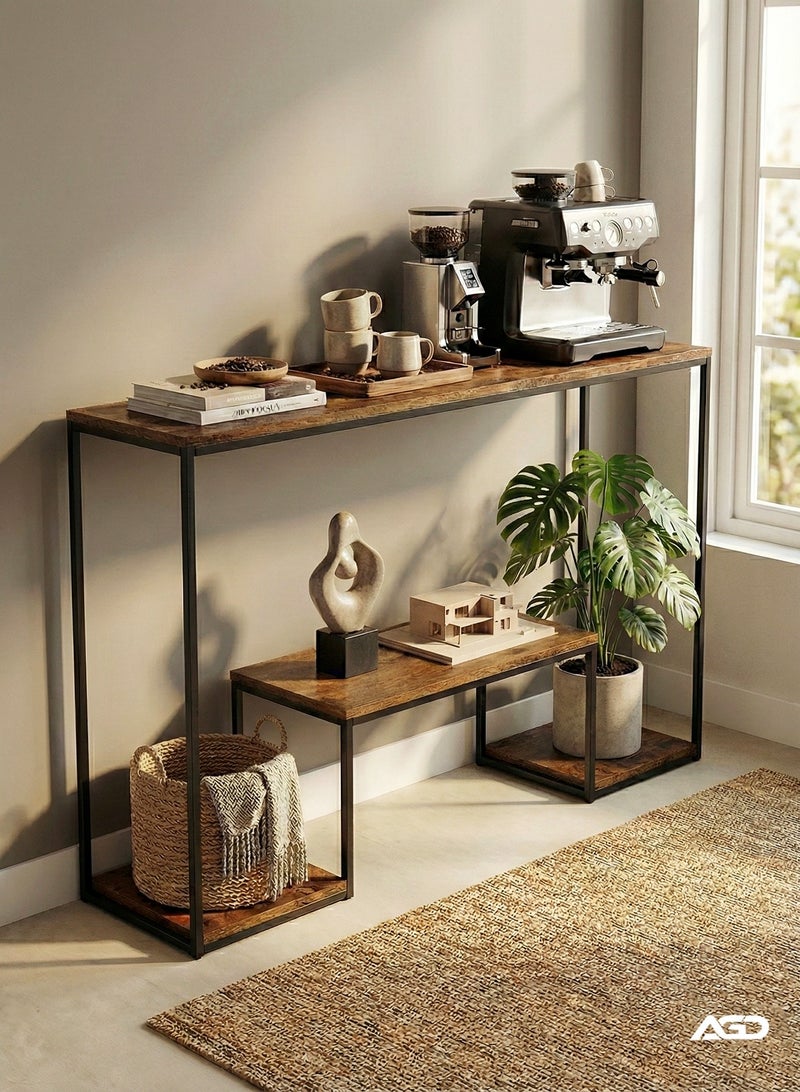 AGD Modern Design Professional 3-Tier Console Table with Storage Shelf, Suitable for Coffee Equipment, Entryway and Living Room Table, Size 110*25*86cm - Image 2