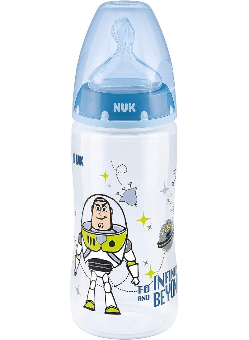 نوك NUK First Choice+ زجاجة لعبة قصة الطفل، 6-18 شهور، مكافحة الكوليك، سيليكون تيت، خالية من BPA، بز، 300 مل - Image 1