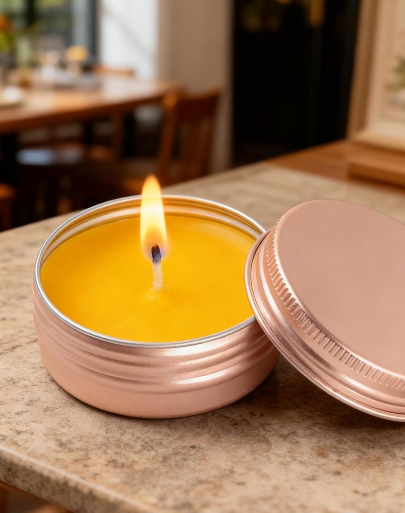 LJY 28Pcs Aluminum Tin Jar Refillable Containers Round Tin Container Bottle for DIY Projects,Gifts,Cosmetic,Cream,Diamond, Salves,Balms,Lip Balm,Spices (Rose Gold, 28 Pcs 1oz) - Image 5