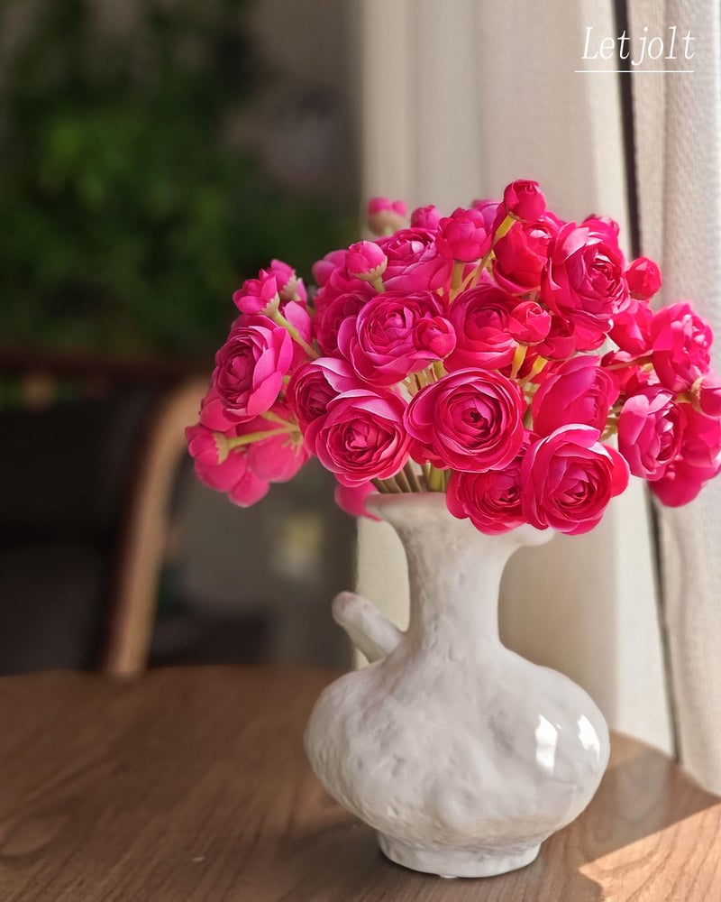 Letjolt Ranunculus Artificial Flower ROSEO Pink Silk Flowers Faux DIY Bouquet for Wedding Engagement Centerpieces Arrangements Bridal Shower Decorations Home Decor 18pcs - Image 2