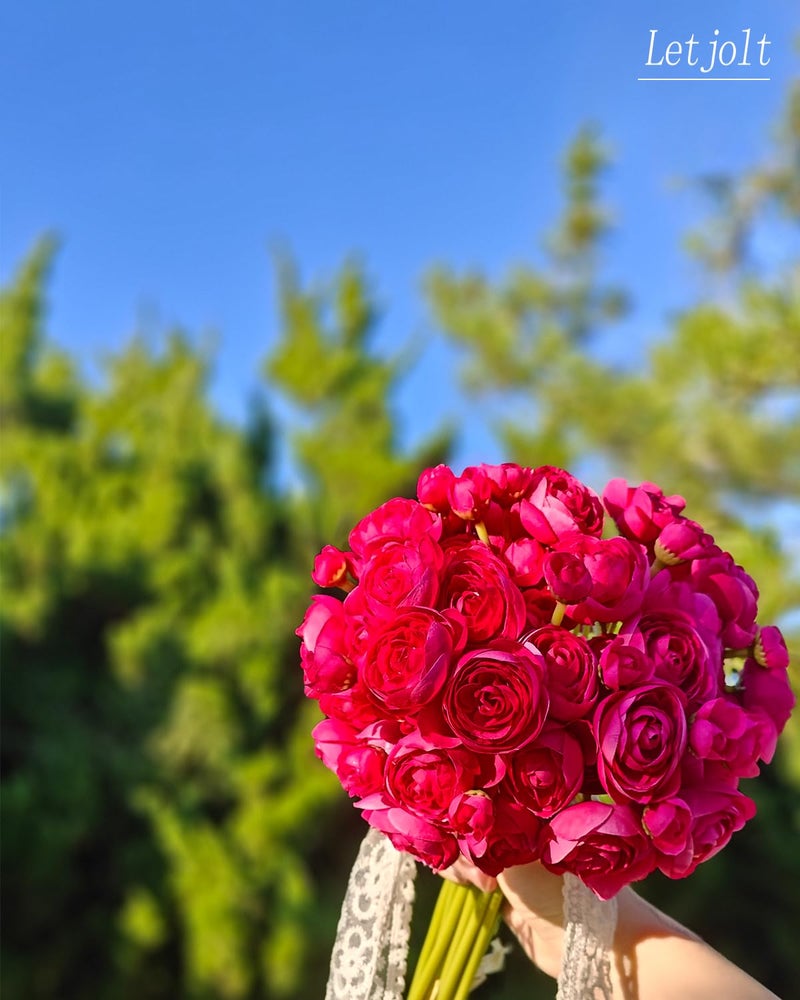 Letjolt Ranunculus Artificial Flower ROSEO Pink Silk Flowers Faux DIY Bouquet for Wedding Engagement Centerpieces Arrangements Bridal Shower Decorations Home Decor 18pcs - Image 3