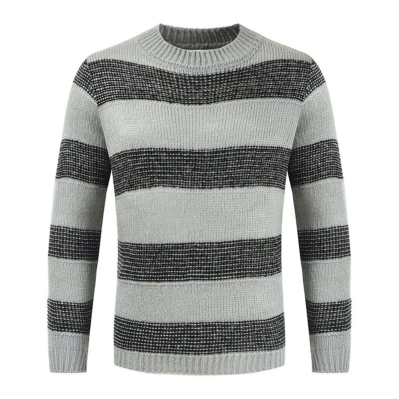 Autumn 2021 New Men'S Sweater Fashion Striped Crewneck Sweater Men'S Personality Trendy Color-Matching Men'S Top - Image 1