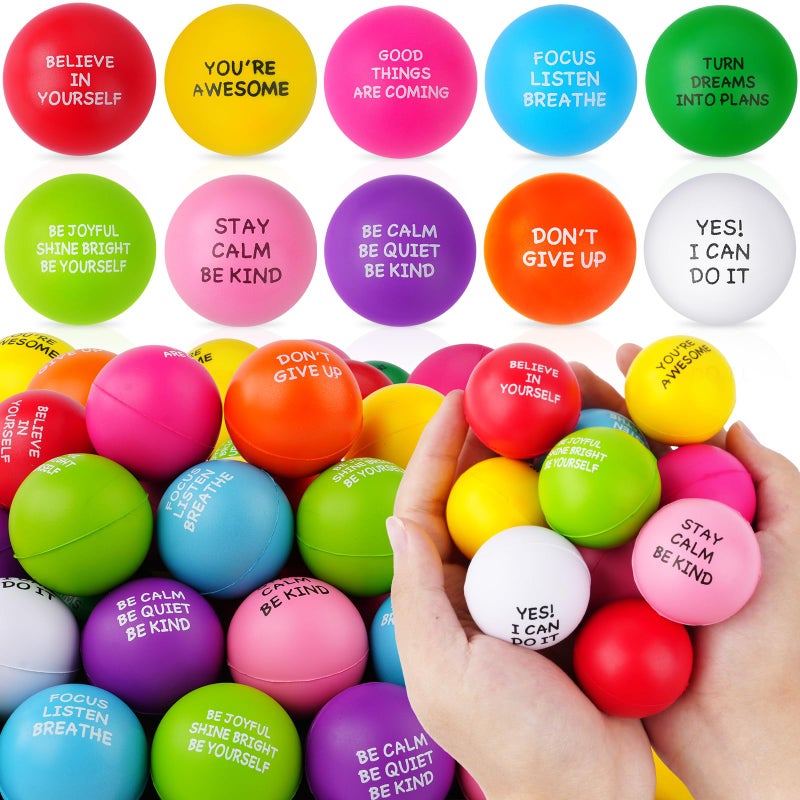 SHQDD Stress Balls for Adults, 100PCS Foam Stress Relief Toys for Kids & Adults, Bulk Squeeze Balls for Office Relief Employee Appreciation, Classroom Prizes, Student Gifts, Perfect Party Favors - Image 1